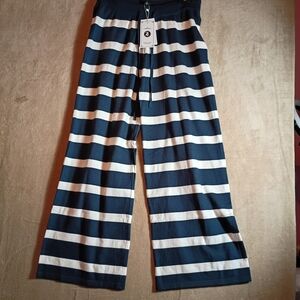 ZESICA Womens Striped Palazzo  Pants Drawstring Knit Loose Soft Pants NWT Size M